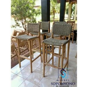 Kursi Cafe Rotan Jati Kursi Bar Retro Klasik Minimalis